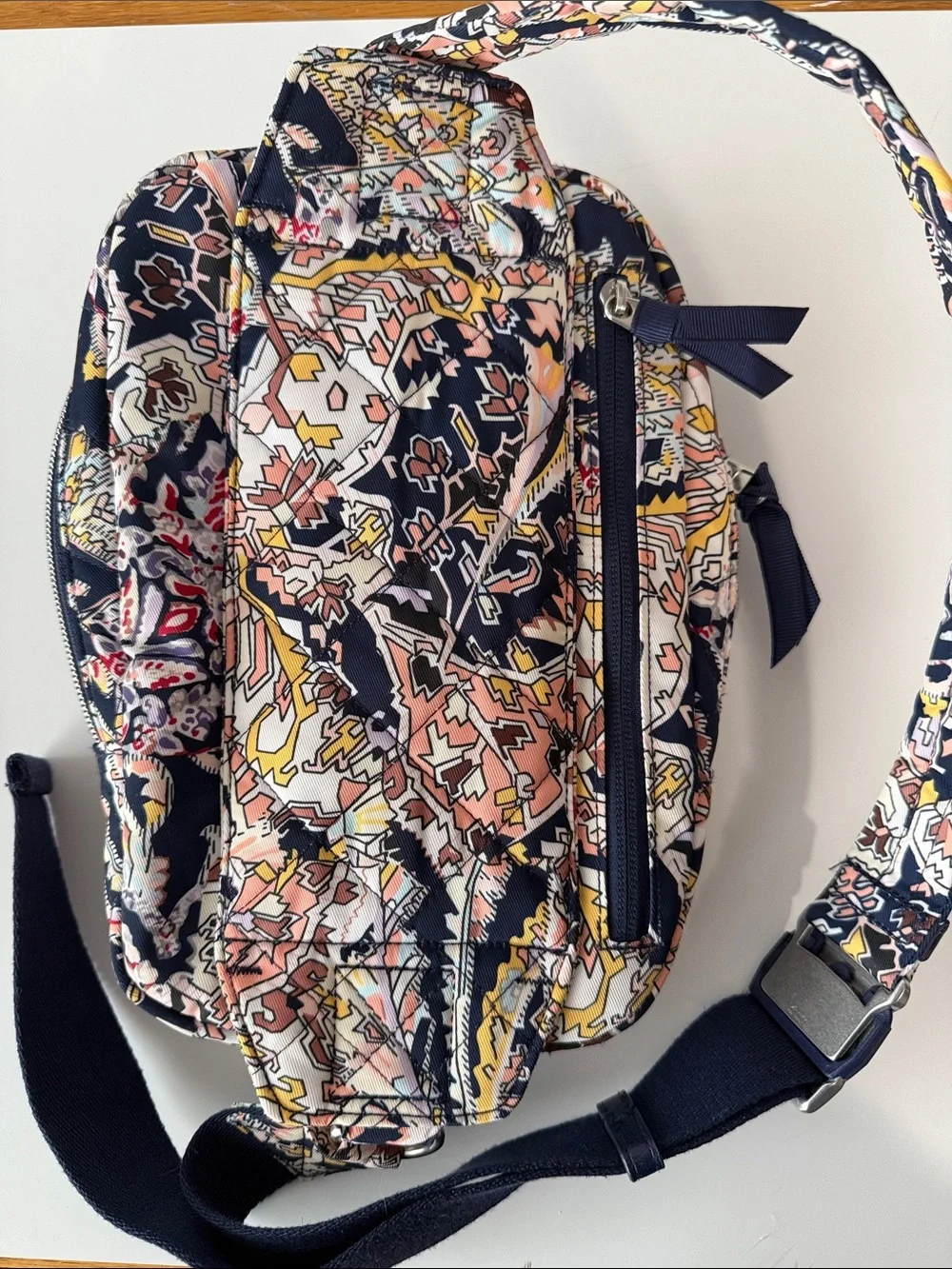 Very Bradly Quilted Mini Backpack - Navy, Pink & Cream